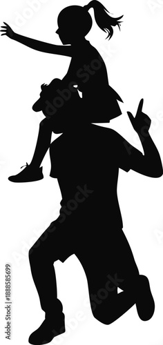Silhouette Of A Girl Riding On Someone Shoulders