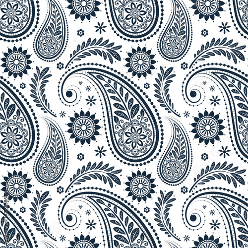 Seamless paisley repeat pattern Block print Boho style