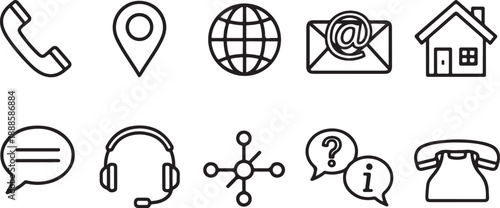 Vector icons for communication and navigation concepts