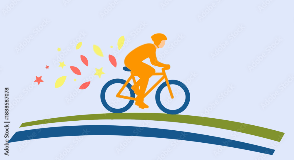 Fototapeta premium Cyclist riding a bike with dynamic motion effect.