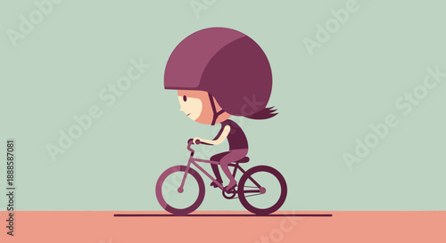 Young girl riding a bicycle wearing a helmet.