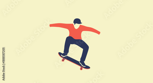 Young man performing skateboarding trick with skill and balance.