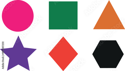 Geometric shapes vector icons set including circle square triangle star diamond hexagon