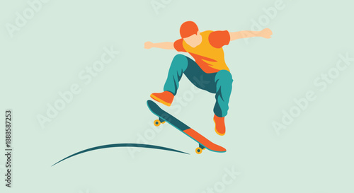 Man performing skateboarding trick in mid-air.