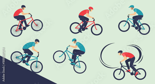 Cyclist riding down a slope with motion blur effect.