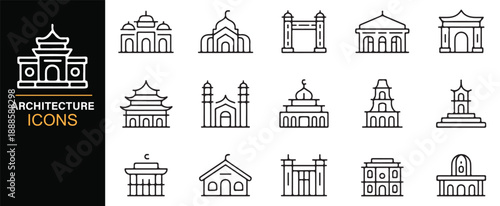Building and landmark outline icons for urban design