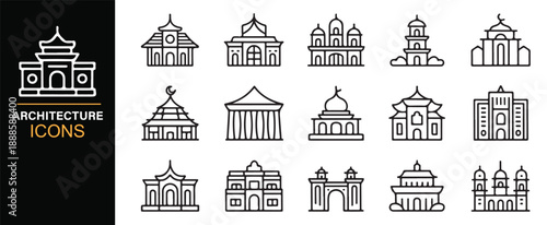 Architectural structure outline symbols set