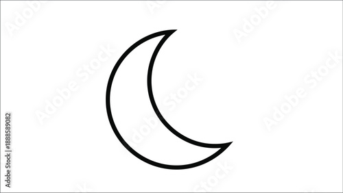 Simple black line drawing of a crescent moon on a white background