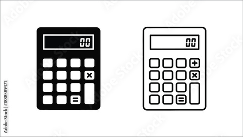 Two black and white calculator icons displayed side by side