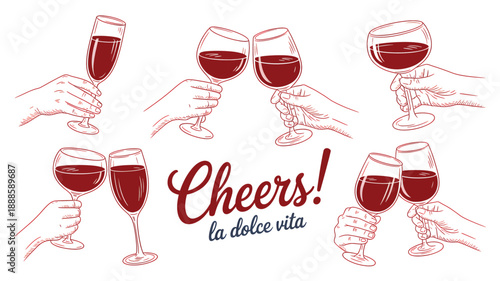 Wine Glasses Clinking in Celebration of La Dolce Vita