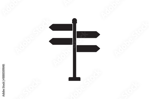 Directional signpost with multiple arrows pointing left and right on white background illustration