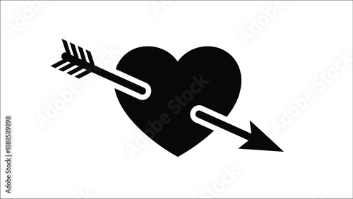 A black silhouette of a heart pierced by an arrow symbolizing love
