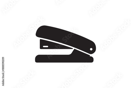 Stapler icon in black silhouette style for office supplies and stationery design isolated on white