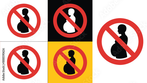 No Smoking Sign Silhouette Prohibition Symbol on Various Color Backgrounds