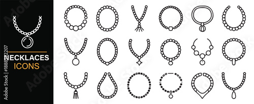 Modern necklace outline symbols set for fashion branding