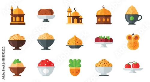 Ramadan sweets and desserts arranged on white in festive celebration of islamic holiday, showcasing traditional treats and cultural richness.