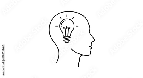 human head silhouette with light bulb