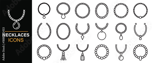 Luxury necklace line illustration icons for accessories design