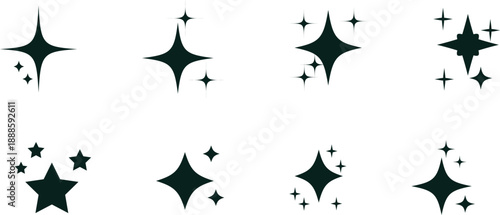 sparkling star shapes and glint icons, displayed against a white backdrop