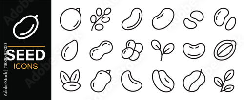 Nature seed and leaf outline symbols for agriculture design