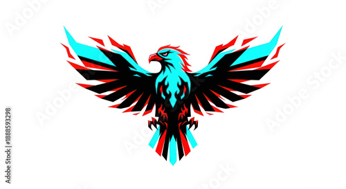 Stylized eagle graphic with spread wings and dynamic design on white