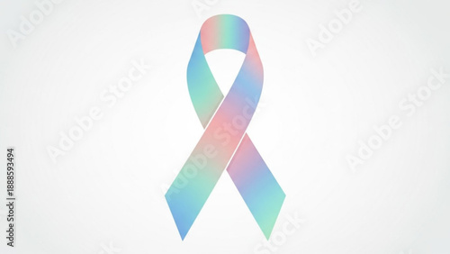 Multicolor awareness ribbon symbol on white background for support and solidarity