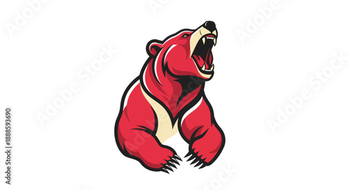 Stylized bear roaring bold graphic illustration isolated design