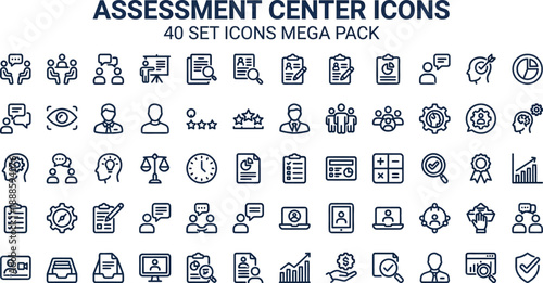 Assessment Center and Business Line Icons Mega Pack