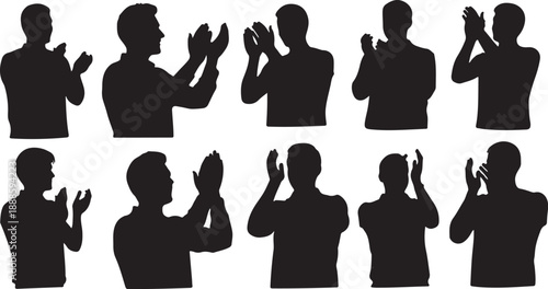Silhouettes of men applauding in various poses and angles