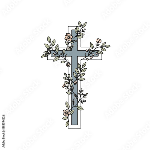 Cross with Plant and Flower Growth