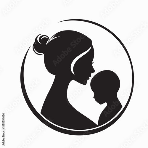 Mother and Baby Love Logo Template Vector on White Background