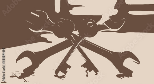 house key with wrench