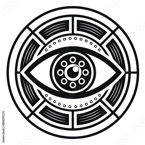A minimalist vector graphic illustration of an all-seeing eye symbol