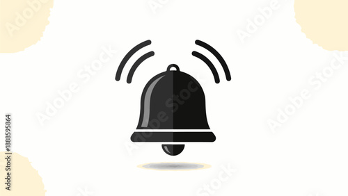A simple, stylized black bell icon with sound waves emanating from it