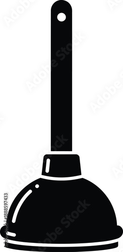 A single black and white gas pump stands isolated like a vintage plumbing tool alongside a black electric lamp and a rubber plunger object on a white background