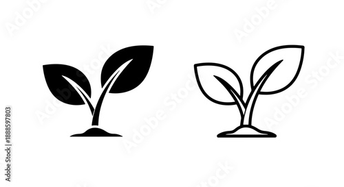 Sprout Icons: Seedling Growth and New Beginnings in Soil