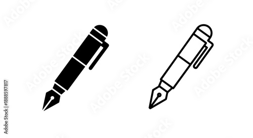 Fount.ain Pen Icons, Black and White for Elegant Writing and Calligraphy