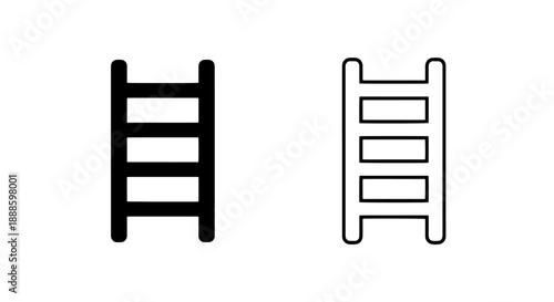 Simple ladder icon in solid and outline style, symbolizing progress and steps.