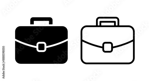 Briefcase icon in solid and outline, representing business, work, and travel.