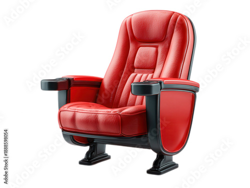 Isolated Premium Red Leather Cinema Seat on Black Background 3D