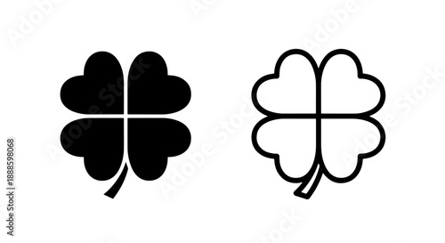 Four-leaf clover icon in solid and outline, symbolizing good luck and fortune.