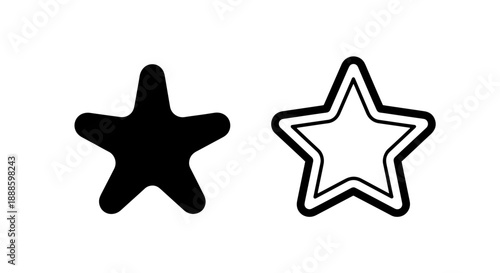 Star icons, solid black and outline, signifying rating, quality, and excellence.