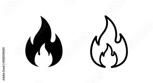 Stylized Flame Fire Icon: Symbol of Heat Energy and Passion for Warning or Dynamic Concepts
