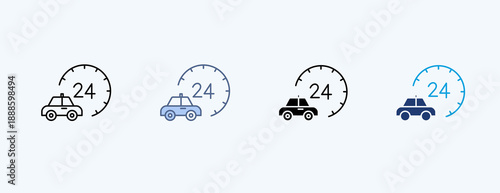 Taxi Service Multiple Icon Illustration Vector