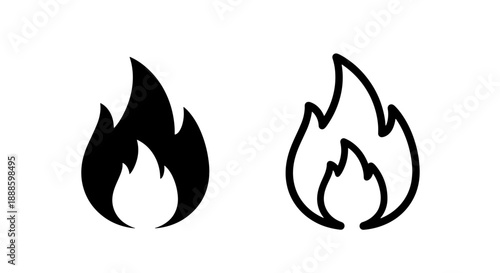 Modern Fire Flame Symbol: Graphic Representation of Warmth, Energy, and Danger for Diverse Designs
