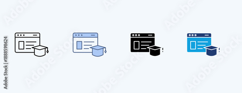 E-Learning Multiple Icon Illustration Vector