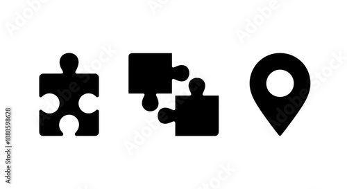 Icons of a puzzle piece, connected puzzle pieces, and a location pin, representing strategy, connection, and destination