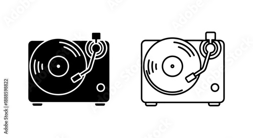 Record Player Icons - Vintage Music Playback