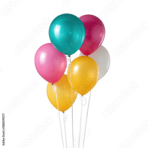 Colorful balloons cluster isolated on transparent background