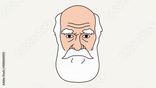 Cartoon illustration of an elderly man with a white beard and mustache on a plain background